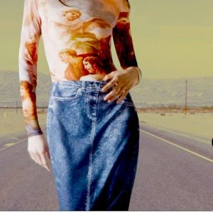 Denim style print skirt